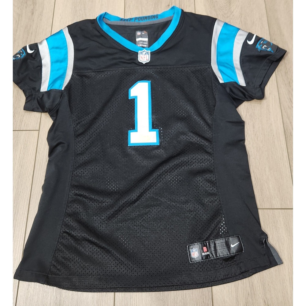 Nike Carolina Panthers Cam Newton #1 NFL On Field Jersey Black Womens Medium